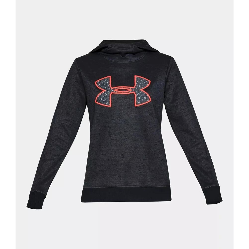 Under Armour ColdGear Fleece Hoodie Women XS Charcoal Big Logo Pullover New - Picture 10 of 13